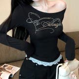 ラインストーンロゴワンショルトップス ロンT 秋 | SHEENA  | 詳細画像13 