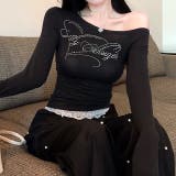 ラインストーンロゴワンショルトップス ロンT 秋 | SHEENA  | 詳細画像16 