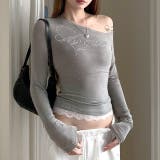 ラインストーンロゴワンショルトップス ロンT 秋 | SHEENA  | 詳細画像17 