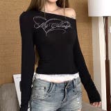 ラインストーンロゴワンショルトップス ロンT 秋 | SHEENA  | 詳細画像2 