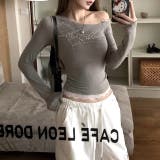 ラインストーンロゴワンショルトップス ロンT 秋 | SHEENA  | 詳細画像20 