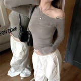 ラインストーンロゴワンショルトップス ロンT 秋 | SHEENA  | 詳細画像21 