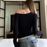 ラインストーンロゴワンショルトップス ロンT 秋 | SHEENA  | 詳細画像4 