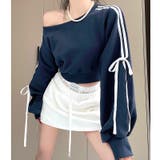 サイドリボンラインワイドネックスウェットトレーナー 秋 冬 | SHEENA | 詳細画像11