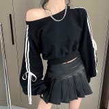 サイドリボンラインワイドネックスウェットトレーナー 秋 冬 | SHEENA | 詳細画像2