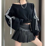 サイドリボンラインワイドネックスウェットトレーナー 秋 冬 | SHEENA | 詳細画像3