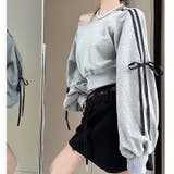 サイドリボンラインワイドネックスウェットトレーナー 秋 冬 | SHEENA | 詳細画像9