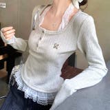 レースドッキングヘンリーネックリブトップス 春 秋 | SHEENA  | 詳細画像10 