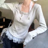 レースドッキングヘンリーネックリブトップス 春 秋 | SHEENA  | 詳細画像11 