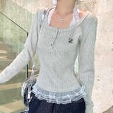 レースドッキングヘンリーネックリブトップス 春 秋 | SHEENA  | 詳細画像14 