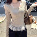 レースドッキングヘンリーネックリブトップス 春 秋 | SHEENA  | 詳細画像20 