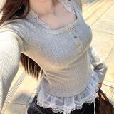 レースドッキングヘンリーネックリブトップス 春 秋 | SHEENA  | 詳細画像22 