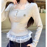 レースドッキングヘンリーネックリブトップス 春 秋 | SHEENA  | 詳細画像23 