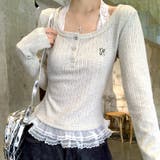 レースドッキングヘンリーネックリブトップス 春 秋 | SHEENA  | 詳細画像3 