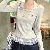 レースドッキングヘンリーネックリブトップス 春 秋 | SHEENA  | 詳細画像5 