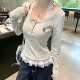 レースドッキングヘンリーネックリブトップス 春 秋 | SHEENA  | 詳細画像7 
