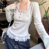 レースドッキングヘンリーネックリブトップス 春 秋 | SHEENA  | 詳細画像9 