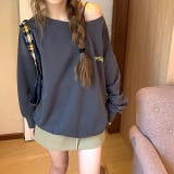 バックサークルロゴプリントオフショルダースウェットトレーナー 春 秋 | SHEENA  | 詳細画像22 