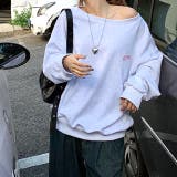 バックサークルロゴプリントオフショルダースウェットトレーナー 春 秋 | SHEENA  | 詳細画像8 