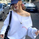 バックサークルロゴプリントオフショルダースウェットトレーナー 春 秋 | SHEENA  | 詳細画像9 