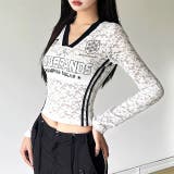 ホワイト | サイドラインゲームシャツレーストップス 春 夏 | SHEENA