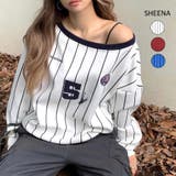 ピンストライプワンショルダーゲームシャツトレーナー 春 秋 | SHEENA  | 詳細画像1 