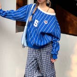 ピンストライプワンショルダーゲームシャツトレーナー 春 秋 | SHEENA  | 詳細画像13 