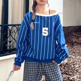 ピンストライプワンショルダーゲームシャツトレーナー 春 秋 | SHEENA  | 詳細画像14 