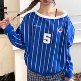 ピンストライプワンショルダーゲームシャツトレーナー 春 秋 | SHEENA  | 詳細画像15 