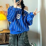 ピンストライプワンショルダーゲームシャツトレーナー 春 秋 | SHEENA  | 詳細画像17 