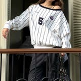 ピンストライプワンショルダーゲームシャツトレーナー 春 秋 | SHEENA  | 詳細画像4 