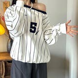 ピンストライプワンショルダーゲームシャツトレーナー 春 秋 | SHEENA  | 詳細画像7 