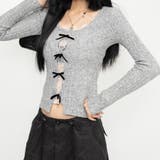 レースレイヤードリボンリブニットトップス 春 秋 | SHEENA | 詳細画像11