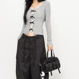 レースレイヤードリボンリブニットトップス 春 秋 | SHEENA | 詳細画像12