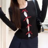 レースレイヤードリボンリブニットトップス 春 秋 | SHEENA | 詳細画像14