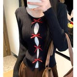 レースレイヤードリボンリブニットトップス 春 秋 | SHEENA | 詳細画像18