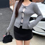 レースレイヤードリボンリブニットトップス 春 秋 | SHEENA | 詳細画像2