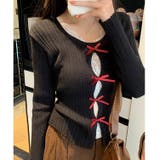 レースレイヤードリボンリブニットトップス 春 秋 | SHEENA | 詳細画像20