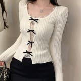 レースレイヤードリボンリブニットトップス 春 秋 | SHEENA | 詳細画像24