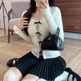 レースレイヤードリボンリブニットトップス 春 秋 | SHEENA | 詳細画像28