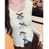 レースレイヤードリボンリブニットトップス 春 秋 | SHEENA | 詳細画像31