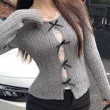 レースレイヤードリボンリブニットトップス 春 秋 | SHEENA | 詳細画像5