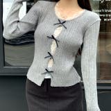 レースレイヤードリボンリブニットトップス 春 秋 | SHEENA | 詳細画像6