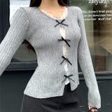 レースレイヤードリボンリブニットトップス 春 秋 | SHEENA | 詳細画像7