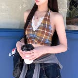 カップ付きチェック柄レイヤードインナーブラトップ | SHEENA | 詳細画像6