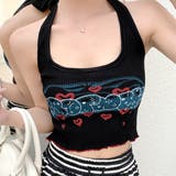 スプレーペイント風ロゴホルターネックタンクトップ | SHEENA  | 詳細画像9 