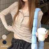 ドットプリントヘンリーネックロンT/長袖Tシャツ | SHEENA | 詳細画像1