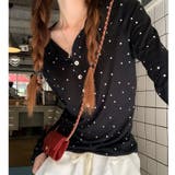 ブラック | ドットプリントヘンリーネックロンT/長袖Tシャツ | SHEENA