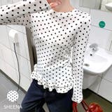 裾フリルドットプリントロンT/長袖Tシャツ | SHEENA | 詳細画像1