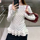 裾フリルドットプリントロンT/長袖Tシャツ | SHEENA | 詳細画像2